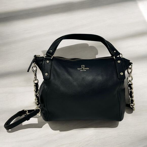 kate spade new york Handbags - Kate Spade Black Leather Satchel Pine Street Kori Gold Chain Strap & Top Handle